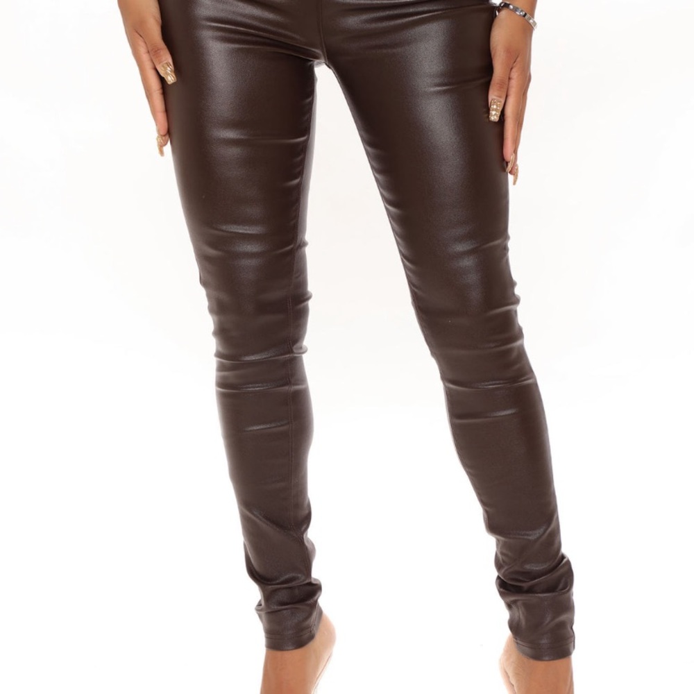 Brand new high rise leather pants with tag